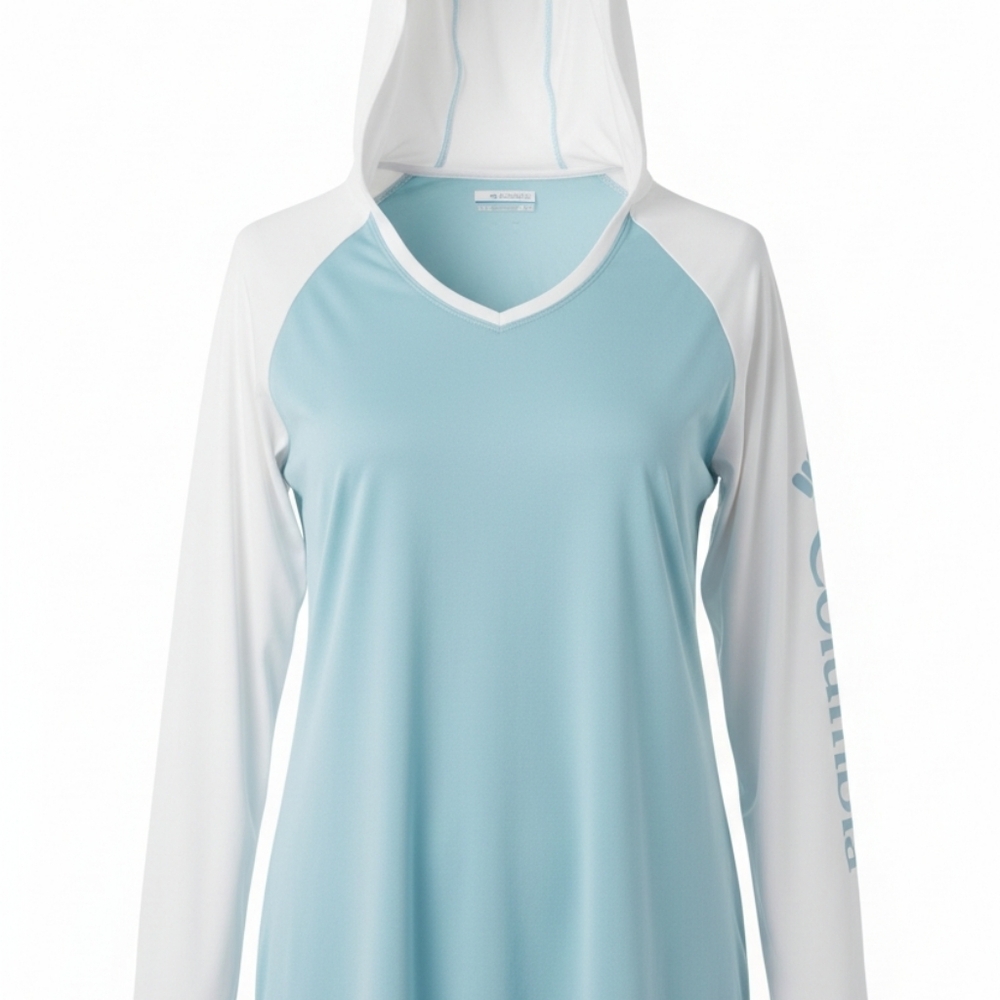Columbia Aqua and White Hooded Top